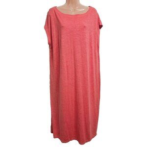 Eileen Fisher Boat Neck Tunic Dress Women Size 1X Salmon Hemp/Org. Cotton